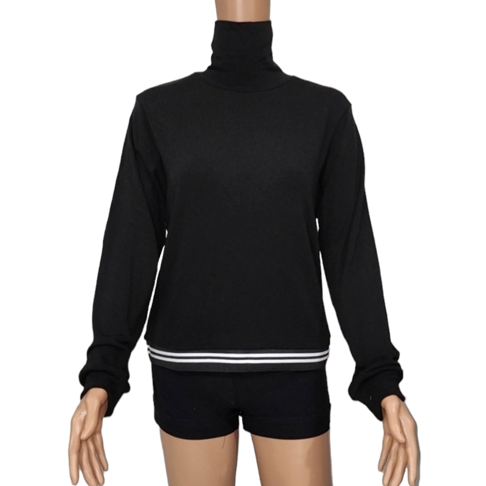 No name Women's Sweater Turtleneck Stripe‎ Band Black/White Size 22